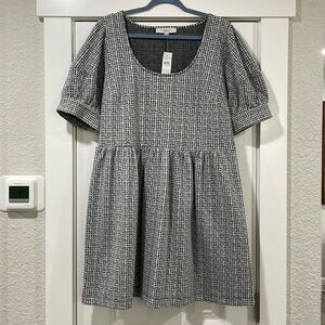 NWT Loft Puff Sleeve Gingham Babydoll Dress